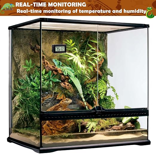 Vodolo Reptile Thermometer and Humidity Gauge,4PCS Digital Adhesive Reptile Hydrometer Thermomete Tank Accessories Pet Supplies for Tortoise Habitat,Chameleon Cage,Iguana,Tree Frog Terrarium