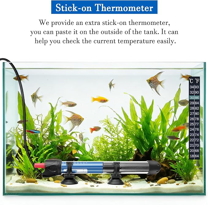 50W 100W 300W Submersible Aquarium Heater, Adjustable Glass Water Heater for 5 – 70 Gallon Fish and Turtle Tank (50W for 5-15 Gallon)