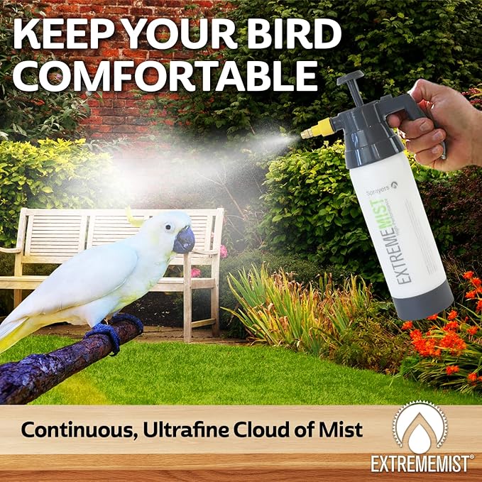 ExtremeMist® Bird & Aviary Care Starter Kit 20oz + 32oz Continuous Pressurized Mist Spray Bottles for Bird Bathing, Cooling & Cage Cleaning | Gentle Parrot, Finch & Aviary Mist Sprayer Set