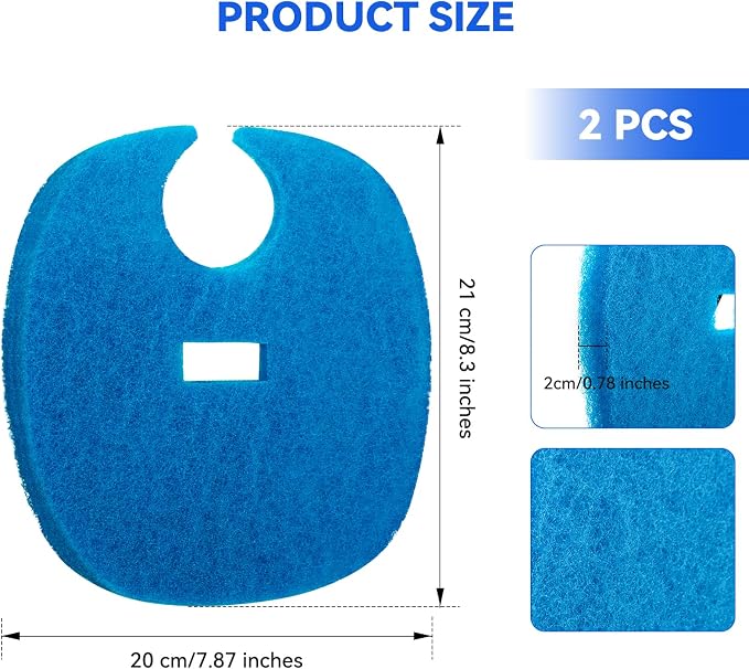 2 Pcs Coarse Sponge Filter Media Fits for Forza FZ9 Canister Filter | Replacement for AquaTop Coarse Blue Filter Sponge Pad, Traps Large Waste For Cleaner Water, For Fresh & Saltwater Fish Tank
