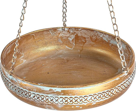 Metal Hanging Bird Bath for Outdoors, Antique Patina Hanging BirdBath for Outside, Hanging Birdbath/Feeder for Outside Garden, Yard, Lawn Decoration