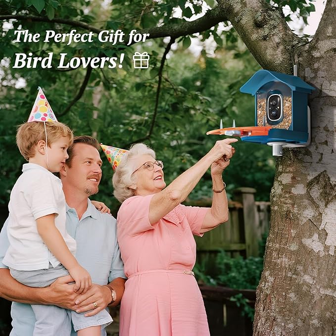 Smart Bird Feeder with Camera, 2K HD AI Identify Birds Species, Bird Watching Camera with Solar Panel, Gift for Mom Dad Birdlovers