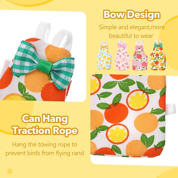 4Pcs Bird Diaper - Cute Pet Bird Diaper with Waterproof Inner, Reusable Flight Suit for Cockatiel Parakeet (Medium)