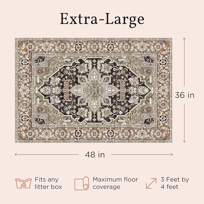 Lovewag Pets Cat Litter Mat 2 Pack - Large 36x48 Machine Washable Easy Clean Non-Slip Waterproof Litter Management Mats for Cats - Mystic Fuchsia