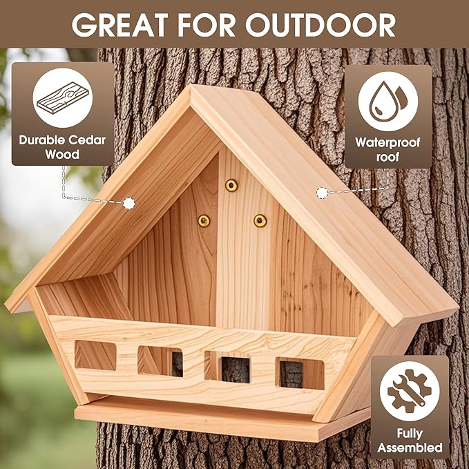 SWANGSA 2 Pack Cedar Mourning Dove Nesting Box, Wooden Birdhouses for Outdoor Doves and Other Small Birds