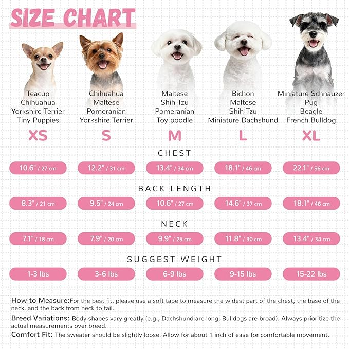ABRRLO Small Dog Sweaters Cute Bear Dog Cardigans Clothes for Small Medium Dogs Boy Girl Puppy Cat Knitting Cardigan Outfits Dogs Winter Coats Warm Pet Doggy Clothes Soft Knitwear (Pink, X-Large)