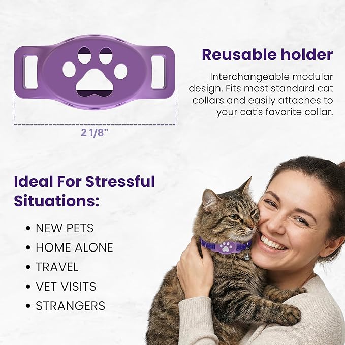 Breakaway Calming Collar Plus - Advanced Feline Pheromone System with Essential Oil Support for Cats – True Breakaway Safety Clasp, Reusable Design, Lasts Up to 60 Days – by Kitty Kompass