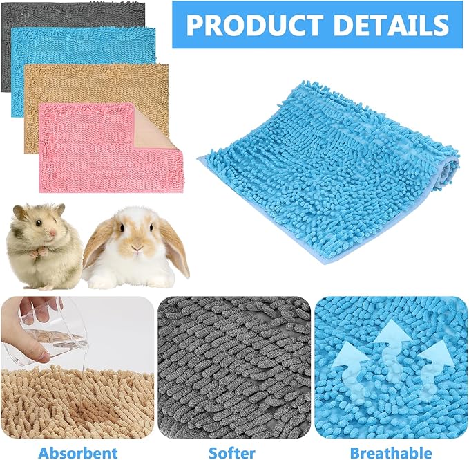 8 Pcs Guinea Pig Liner 16x12 Inch Small Rabbit Cage Liner,Washable Fleece Pet Pee Pads Reusable Bedding Training Mat for Small Animals, Bunny,Hamster(4 Colors)