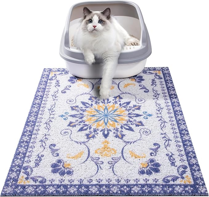 ondware Cat Litter Mat, 28x20 in Litters Box Mat Waterproof Non-Slip Easy to Clean Washable Trapping Mat for Kitty