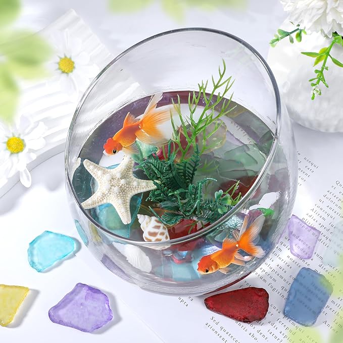 SUREAM 26OZ Sea Glass for Crafts, Colorful Flat Frosted Sea Glass | Glass Pieces for Vase Filler, Aquarium Ornament, DIY Craft, Home Decor