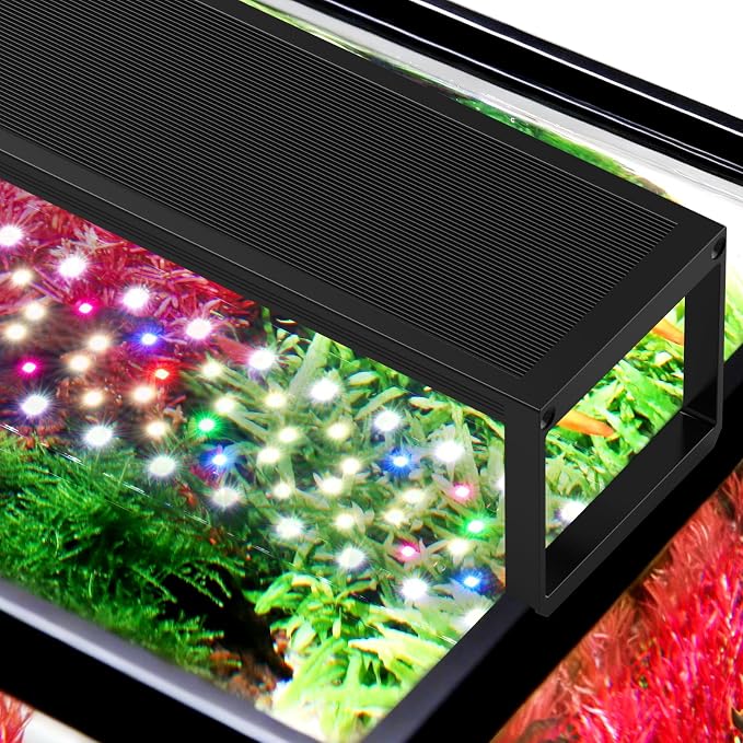 fishkeeper 24W Aquarium Light, 24/7 Mode with One‑Touch Time Calibration | DIY‑Mode Full‑Spectrum 6‑Rows WRGB LED Aquarium Plant Light, 9‑Color Options & Memory Function for 18-24 Inch Fish Tank