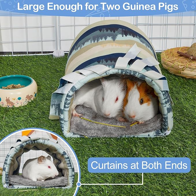 Guinea Pig Hideout Washable Guinea Pigs Tunnel with Curtains Hamster Hideout Cozy Guinea Piggy House Fit for Guinea Pig Cages Soft Guinea Pigs Accessories for Small Animals Hamster/Chinchilla/Bunny