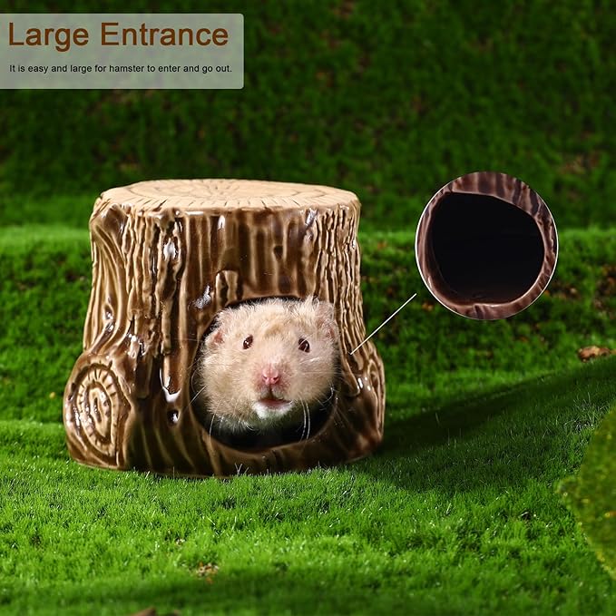 Ceramic Hamster Hideout, Hamster House and Habitat, Syrian Hideout Decor Cool Bed for All Season Gerbil, Mice Guinea Pig