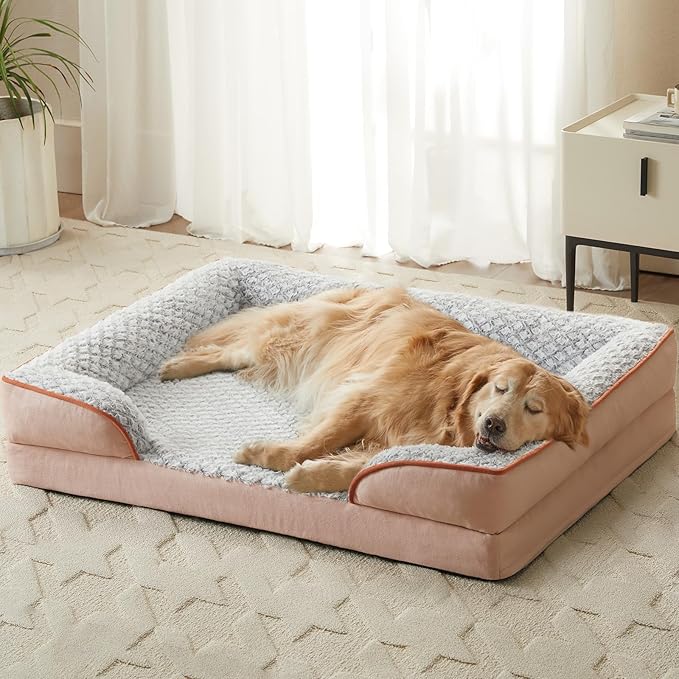 LEXTRO Orthopedic Dog Bed for Medium Dogs, Egg Crate Foam Bed for Medium Dogs, Equipped with Removable Waterproof Pillow Cover and Anti-Slip Bottom, Pet Bed