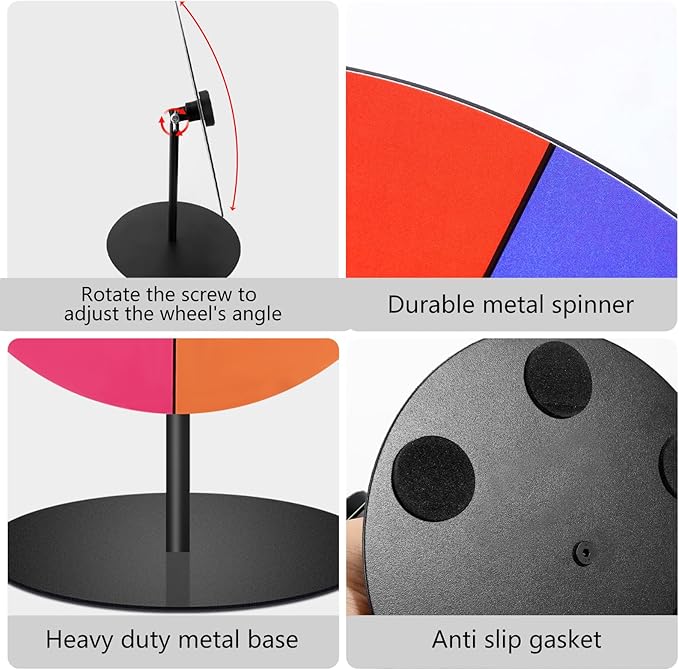 Airpark Prize Wheel Dry Erase 8 Inch Spinning Wheel for Prizes All Metal Tabletop Roulette Wheel of Fortune for Party Birthday Wedding Housewarming Christmas New Year Graduation and Carnival Games