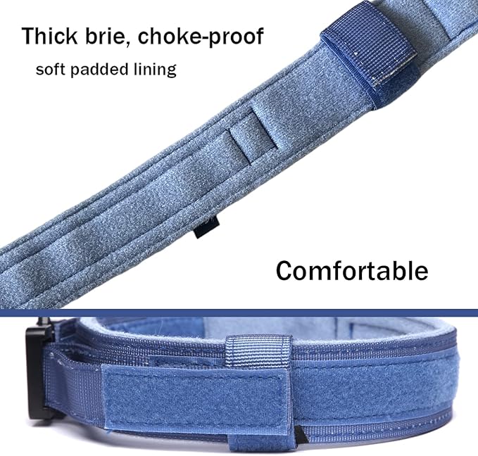 Xqpetlihai Tactical Dog Collar Adjustable Military Nylon Dog Collar with Control Handle and Heavy Duty Metal Buckle for Medium and Large Dogs (Dark Blue,M)