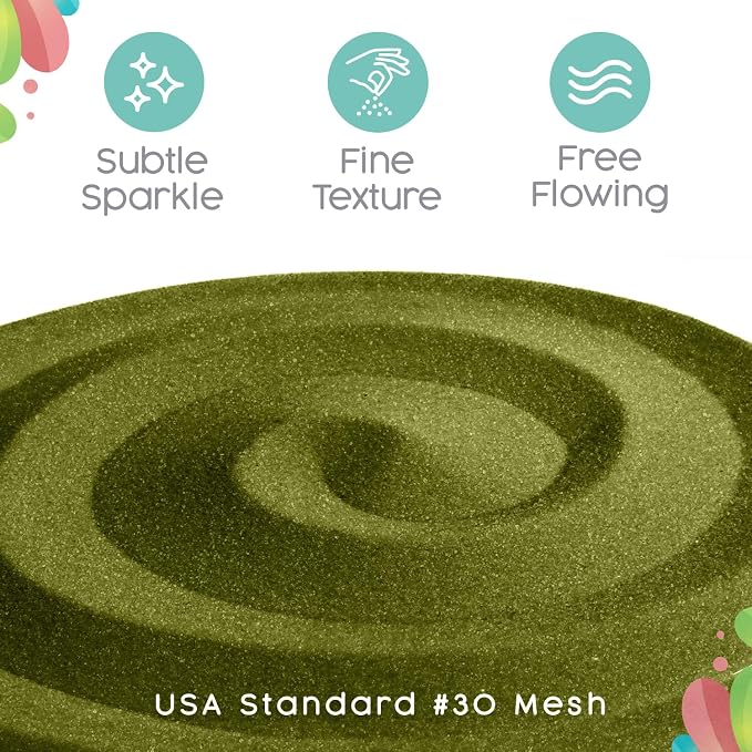 Fern Green Unity Sand, 1 LB (16 oz), Olive Colored for Weddings, Vase Filler, Home Decor, Crafts, Terrariums, and More