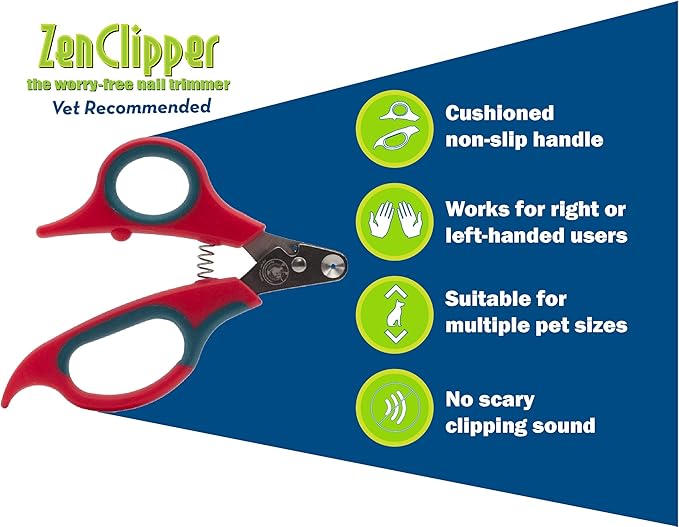 Zen Clipper Pet Nail Clipper for Cats – Cat Nail Clipper for Safer Grooming and Nail Care - Clean, Quiet, and Easy-to-Use Stainless Steel Cat Claw Trimmer - (1.5mm Hole)