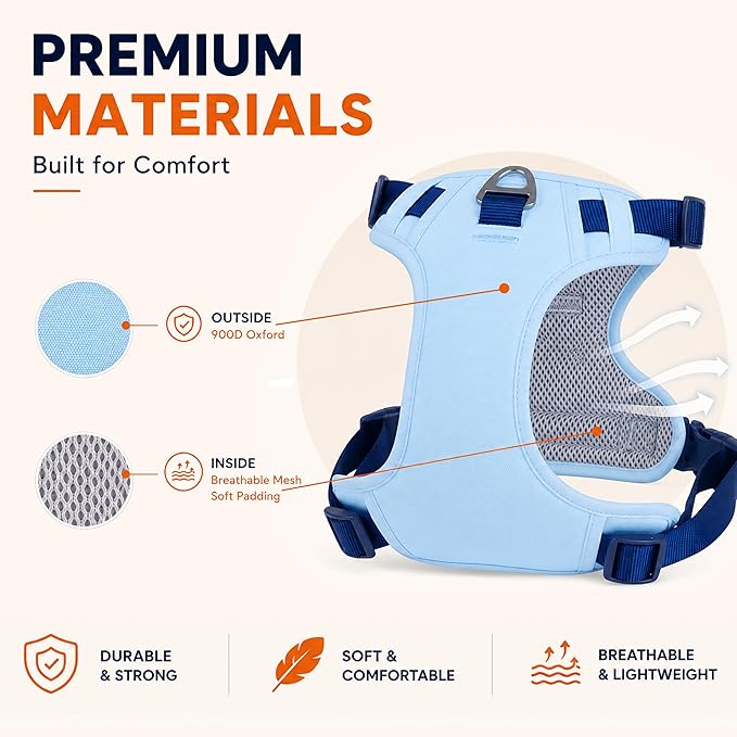 Dog Harness and Leash Set with Collar, No Pull Reflective Pet Vest Harness with Control Handle for Medium Large Dogs Walking and Training