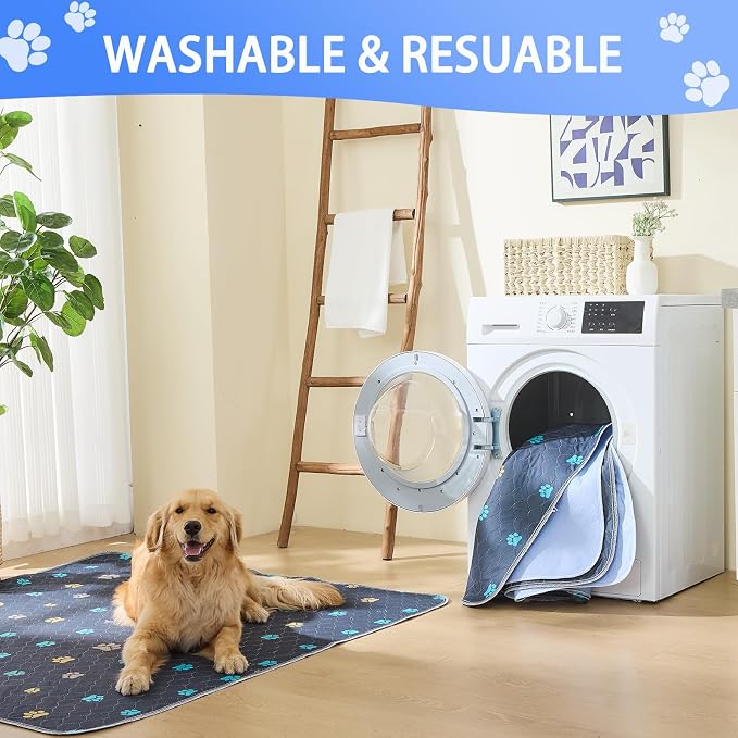 Aitmexcn Washable Puppy Dog Pee Pad, 2PCS 100% Waterproof Whelping Training Mat for Puppy/Senior Dog, Fast Drying Reusable Puppy Pads for Indoor, Outdoor and Car Travel- 18'' x 24''