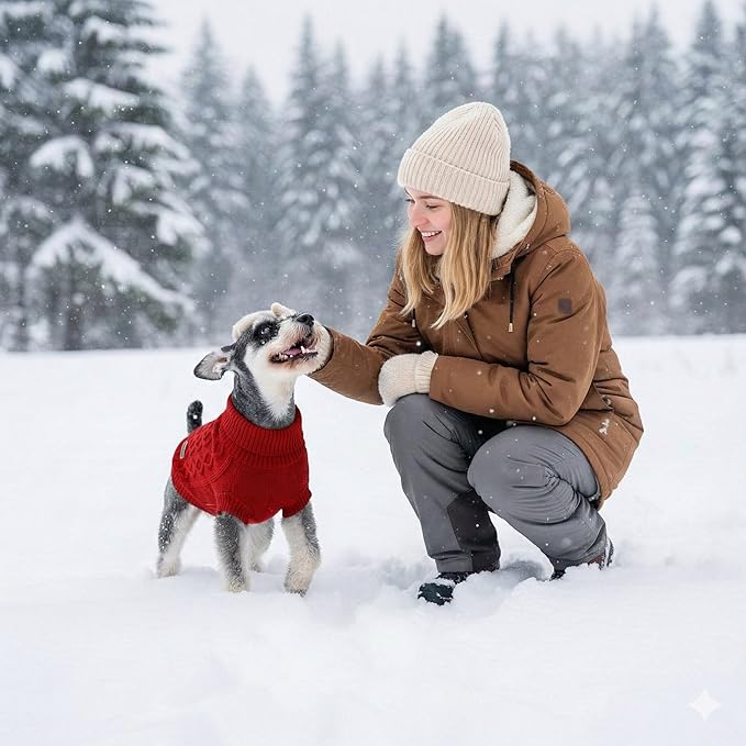 Warm Dog Valentines Sweaters, Pet Clothes Knitwear Dog Pullover for Poodle, West Highland, Pomeranian Puppy (Red S)