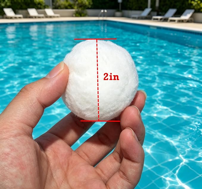 Pool Filter Balls 1.5lbs Reusable Washable Fiber Filter Media Equivalent to 50 LBS Filter Sand Eco‑Friendly Lightweight Efficient Pool Filter Balls for Swimming Pool Sand Filter, Aquarium & Pond
