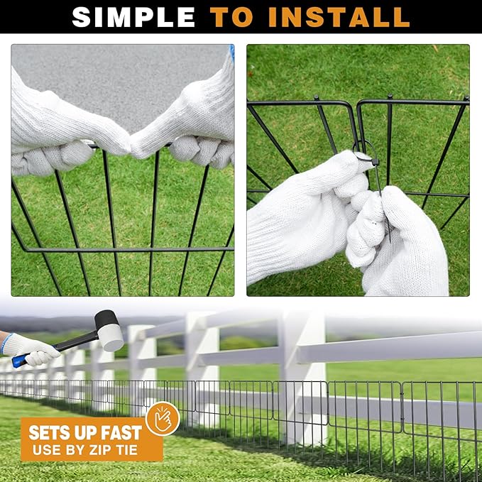 Animal Barrier Fence, 25 Panels 27ft(L) X 17inch(H) Dog No Digging Fence Barrier, Rabbit Ground Defense Blockers, Rustproof Metal Fence Border for Outdoor Garden Landscape Patio