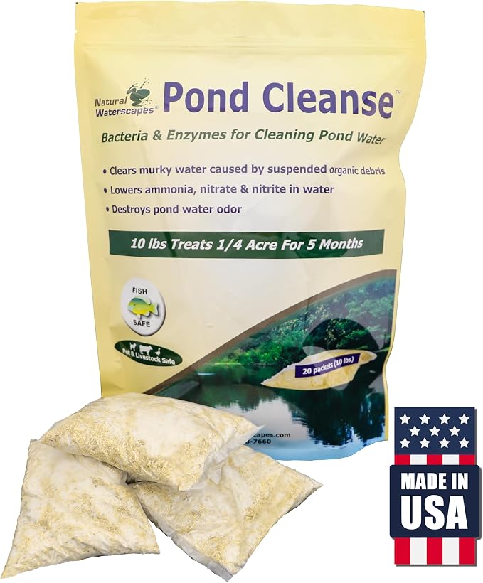 Pond Cleanse 10 lb Treats 2.5 Acres Natural Pond Cleaner & Water Clarifier Packets - Easy-to-use Pond Treatment
