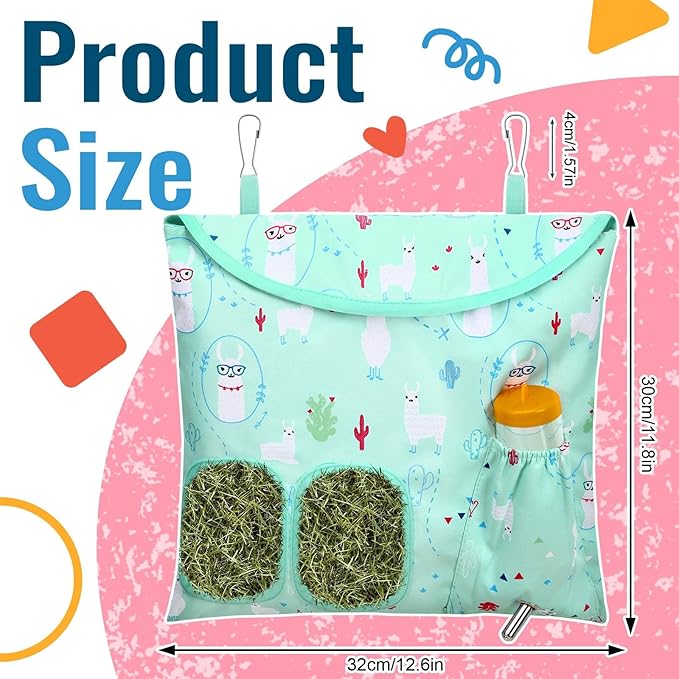 UPINS 2 Pack Hay Bag for Rabbits 2-Hole Hanging Hay Feeder Guinea Pig Hay Bags, Hay Feeder for Rabbits Chinchillas Hamsters Small Pets and Animals