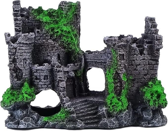 Saim Large Resin Aquarium Castle Decor Vintage Fish Tank Supplies Accessories for Fish Hideout, Breeding Cave, Play & Rest