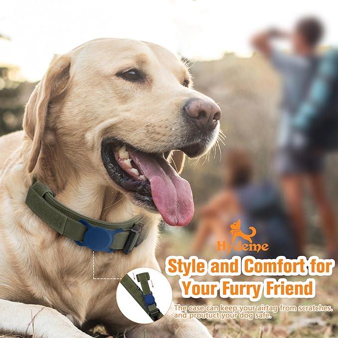 HYDEME Tactical Dog Collar Adjustable Nylon Collar with Control Handle and Heavy Metal Buckle for Medium and Large Dogs, with Patches&Airtags Case&Poop Bag Dispenser&Portable Bowl. (XL, Green)