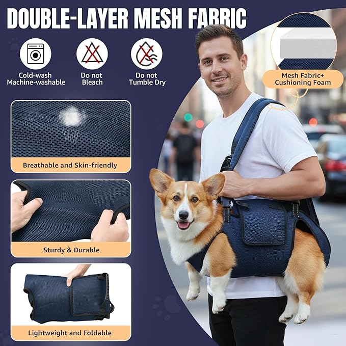 Nasjac Dog Lift Harness Carrier Backpack - Full Body Sling with Adjustable Straps & Handle, Breathable Support Emergency Rescue Kit for Elderly Injured Arthritic Disabled Medium Large Dogs, 2XL