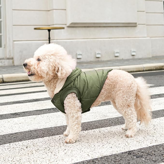 Vecomfy Fleece Lining Extra Warm Dog Hoodie in Winter for Large Dogs Jacket Pet Coats with Hooded Green XXXL