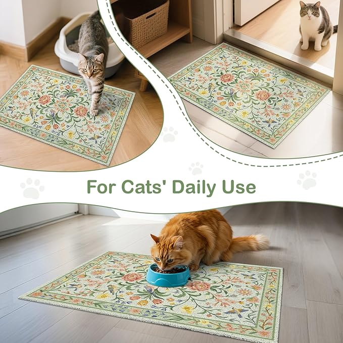 Unicorn Catcher Cat Litter Mat Non-Slip Bottom Litter Box Mat Urine-Proof Soft Litter Mat for Cats Waterproof Pads Protects Floors Cat Mat for Litter Box