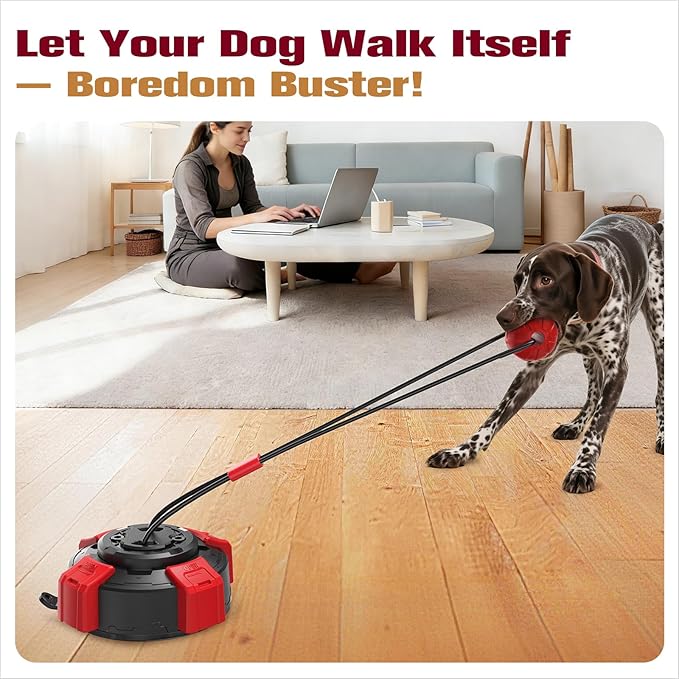 Red & Black Indestructible Suction Cup Dog Toy with Powerful Suction for Aggressive Chewers Interactive Tug of War Puzzle Enrichment Ball for Small/Medium Dogs Boredom Relief Indoor Outdoor Use
