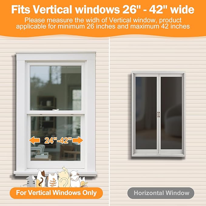 Cat Window Box Catio, Outdoor Indoor Cat Enclosure with Clear Panels, Mesh Sides & PVC Curtain, Universal Window Perch for Windows 25"–43", Window Catio for Sunbathing, Napping & Overlooking,Grey