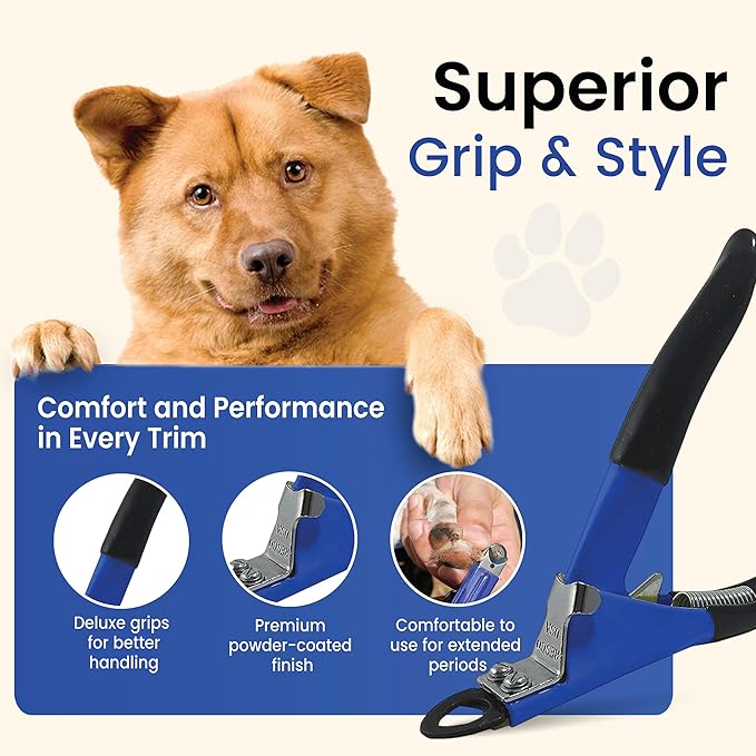 Resco Original Deluxe Dog Nail Clippers - Professional USA-Made Guillotine Trimmer - Heavy Duty Steel -Small/Medium Clipper - Blue