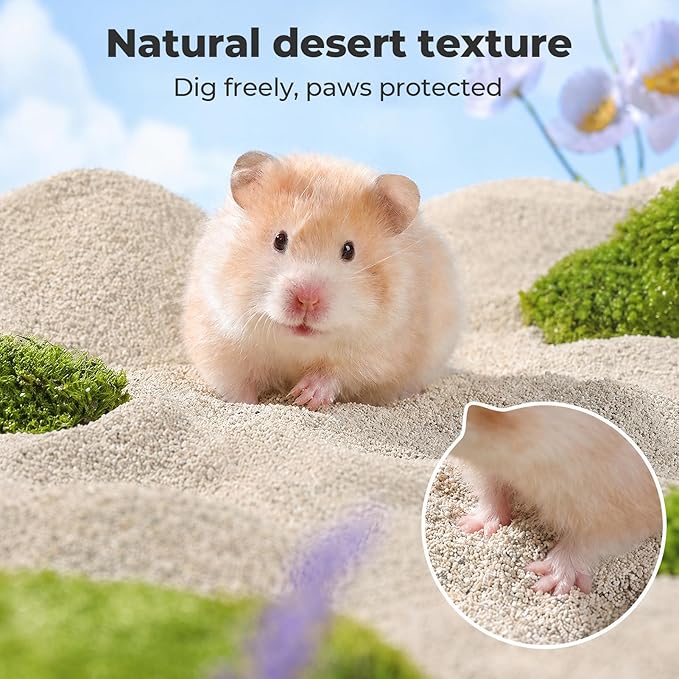 mini&moe Hamster Sand Bath - Ultra Low-Dust with Bluebell Fragrance Release, Scented Deodorizing Small Particle Deep Cleaning Non-Stick Clumping, Multi-Use Bath for Hamster, Gerbils, Chinchillas, Mice