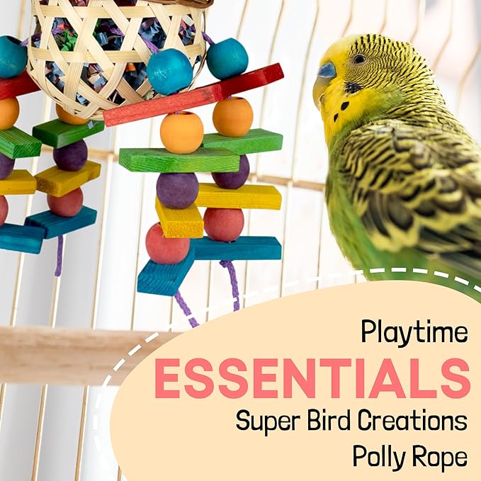 Super Bird Creations SB50027 Braided Polly Rope - Ideal for Making Bird Toys & Crafting - Hollow Polyethylene Cordage - 1/8" Diameter & 500 Meters Long - Ideal for Parrots - Vibrant Blue