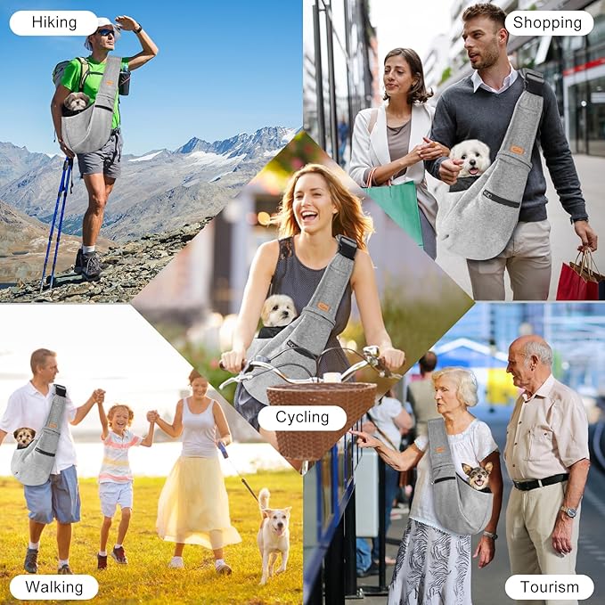 CUBY Dog and Cat Sling Carrier - Small Dog Carrier Sling with Adjust Strap & Zip Pocket, Hands Free Soft Dog Slings for Small Dogs Cats Puppy Pets Outdoor Travel Safety Purse Bag