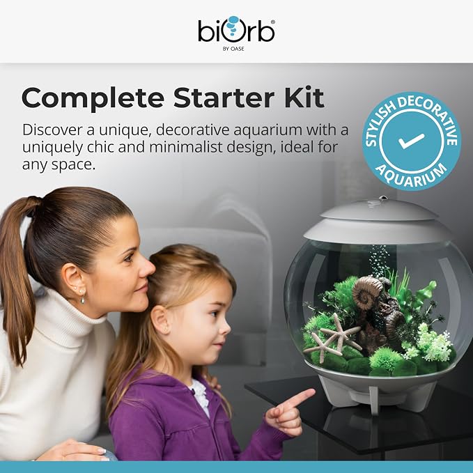 biOrb Halo 15 Acrylic 4-Gallon Aquarium with Multi-Color Remote-Controlled LED Lights Modern Compact Tank for Tabletop or Desktop Display, White