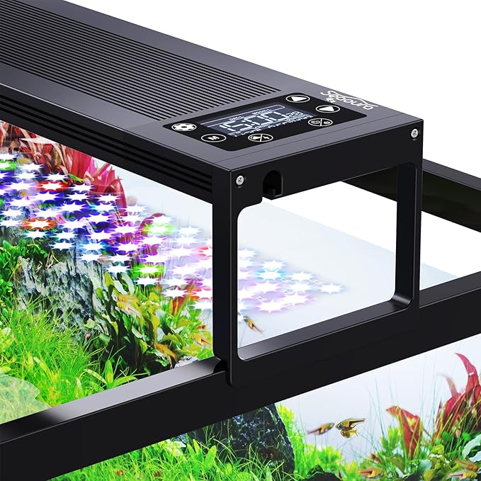 SEAOURA 24/7 LED Aquarium Light for 12-18 Inch Fish Tank, Fish Tank Light for Plants, Auto On Off with Timer, 9 Colors, Adjustable Brightness, Daylight & Moonlight, DIY and Nature Weather Mode