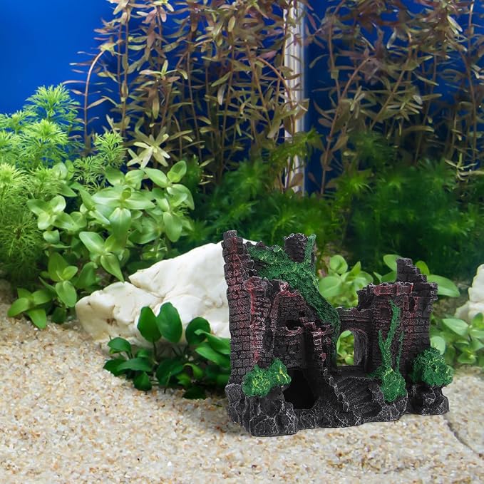 Aquarium Castle Decoration Resin Hideout for Fish Tanks Decorative Piece | Stone Cave House, Classical Beauty, Fine Craftsmanship, Versatile Compatibility