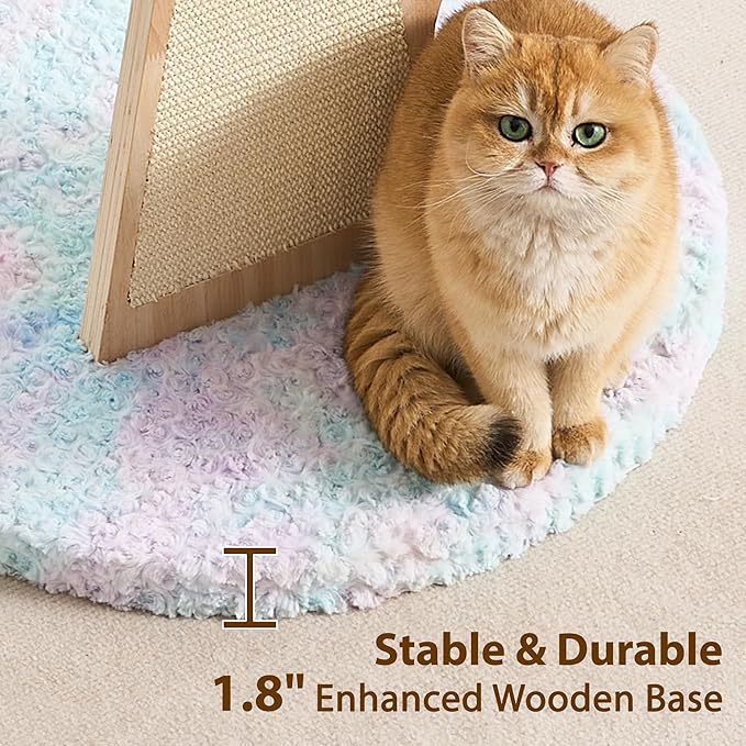 Aesthetic Flower Cat Tree Tower with Scratching Post for Indoor Cats, 48" Modern Cat Tree with Wood Sculpted Branch, Flower Cat Beds, Scratching Board & Interactive Squeaky Toy, Dreamy Blue