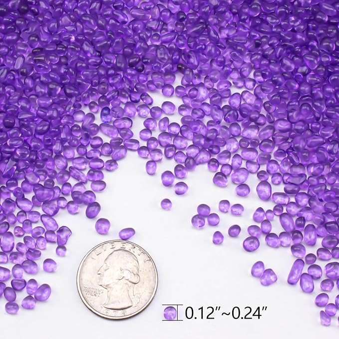 Keedolla 2 lbs/900g Fish Tank Rocks Gravel, Betta Fish Tank Beads Pebbles Aquarium Glass Rocks Stones Marbles Small for Fish Tank, Vase Filler, Succulent Plants Decor - Purple