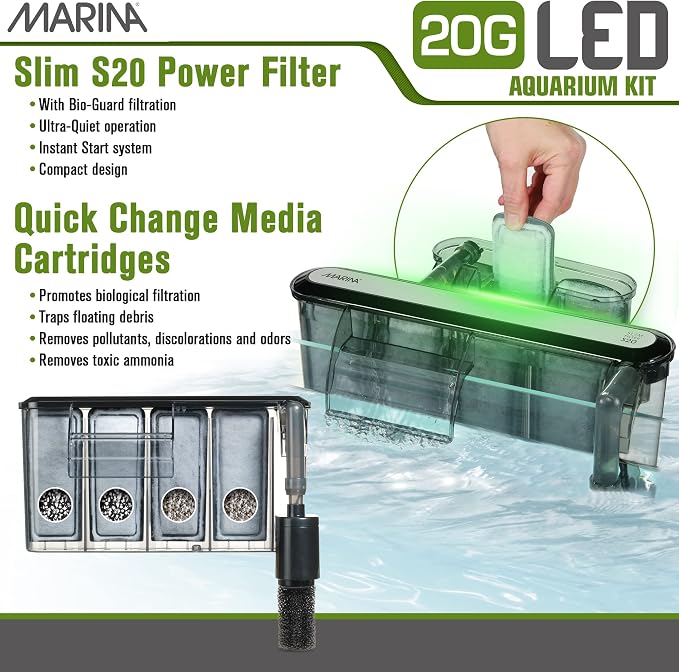 Marina 20 Gallon LED Aquarium Kit with Filter, Lighting & Accessories | Complete Fish Tank Setup