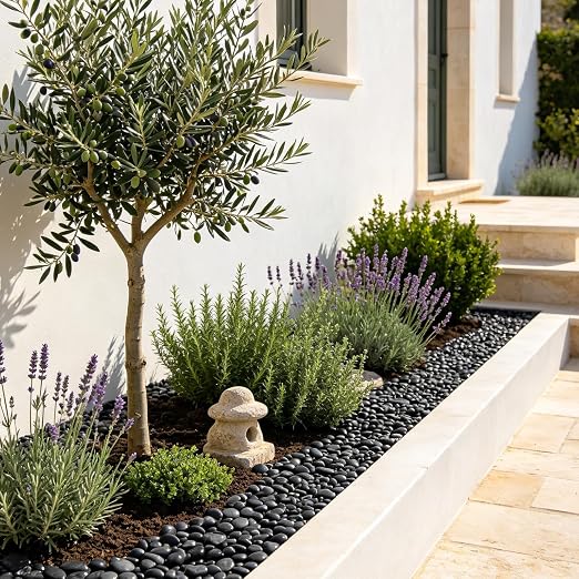 1-2" Polished Pebbles, Medium River Rocks for Potted Plants (20lb, Black) | Natural River Stones, Highly Polished, for Large Planters & Fountains, Retains Soil Moisture,Approx 160-200 Rocks per 20 Lbs
