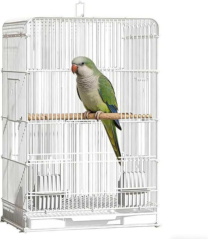 23.6-Inch Household Bird Cage with Top Handle, Small Metal Bird Cage with Removable Slide-Out Tray, Lightweight Travel Bird Cage for Indoor Outdoor Home Bird Feeding