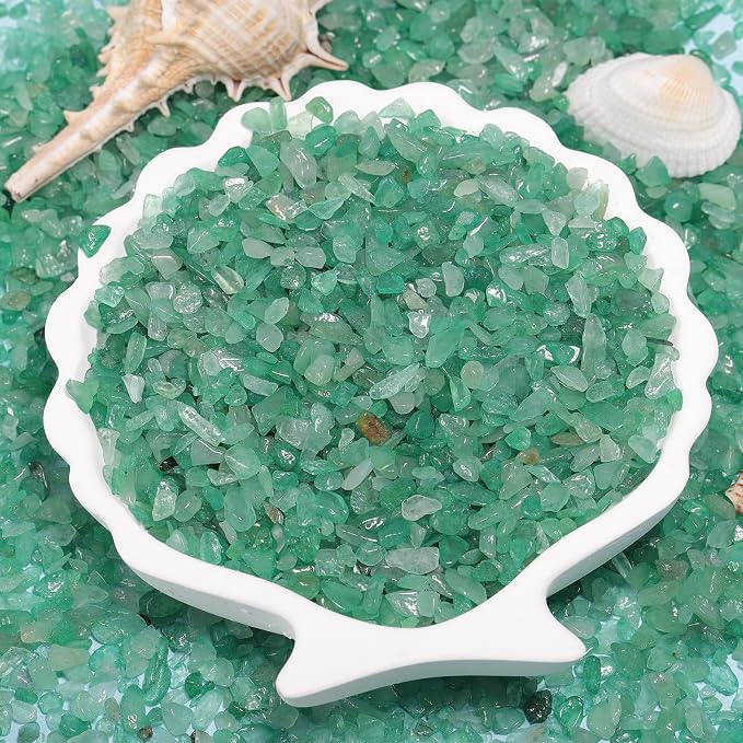 1LB Crystal Chips Stone Green Aventurine 3-5mm Mini Decorative Rock | Crushed Crystal Quartz Bulk,Irregular Polished Rocks for Fish Tank,Vases Filler,Succulent Plants Decor,Aquarium Gravel Rocks