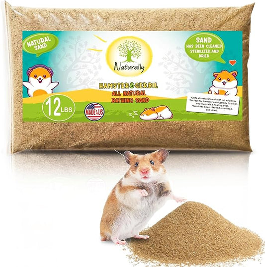 (12lb Bag) Hamster or Gerbil Bathing Sand Litter- All Natural Dry Desert Sand